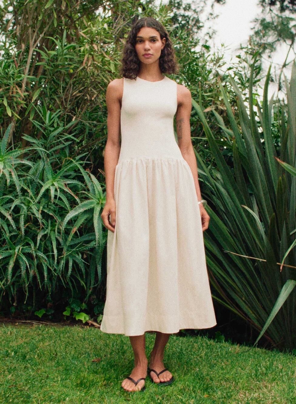 NWT! Women’s Babaton Aritzia Worldly Poplin Dress Birch Size Small S